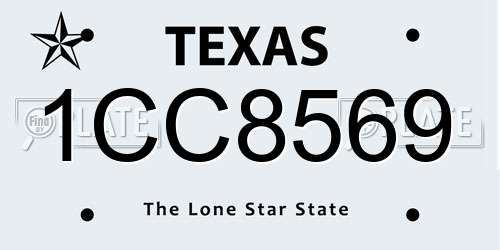 1CC8569 Texas License Plate