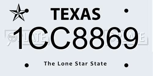 1CC8869 Texas License Plate