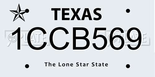 1CCB569 Texas License Plate