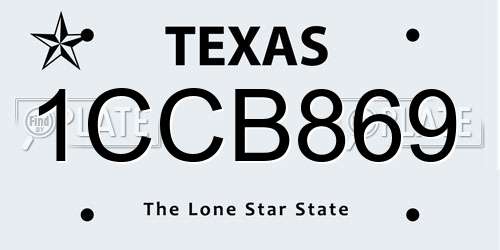 1CCB869 Texas License Plate
