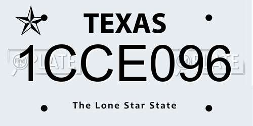 1CCE096 Texas License Plate
