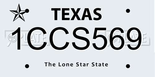 1CCS569 Texas License Plate
