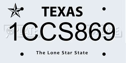 1CCS869 Texas License Plate