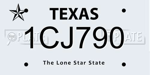 1CJ790 Texas License Plate