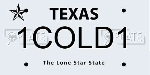1COLD1 Texas License Plate
