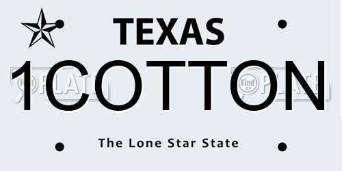 1COTTON Texas License Plate
