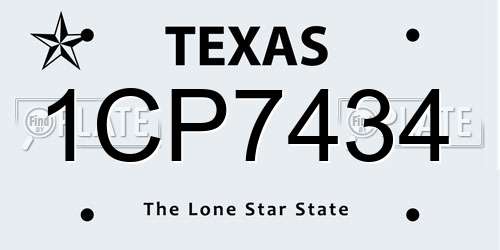 1CP7434 Texas License Plate