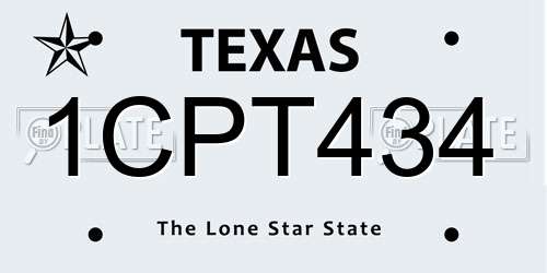1CPT434 Texas License Plate