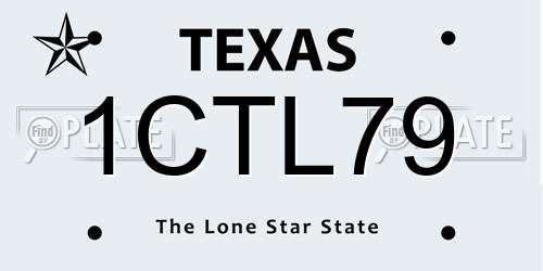 1CTL79 Texas License Plate