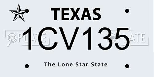 1CV135 Texas License Plate