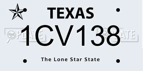 1CV138 Texas License Plate