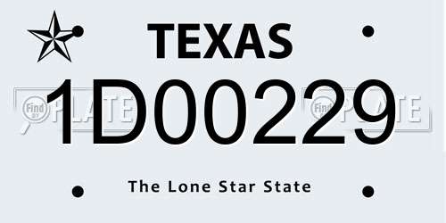 1D00229 Texas License Plate