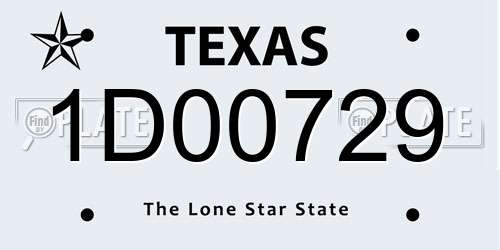 1D00729 Texas License Plate