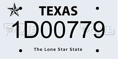 1D00779 Texas License Plate