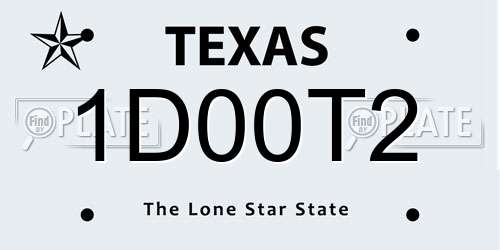 1D00T2 Texas License Plate