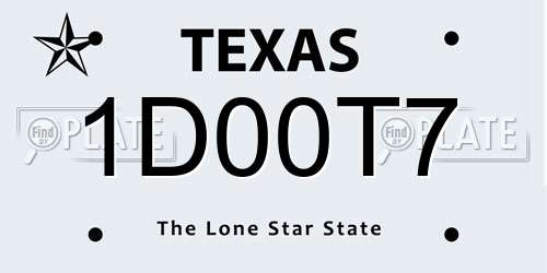1D00T7 Texas License Plate