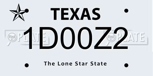 1D00Z2 Texas License Plate