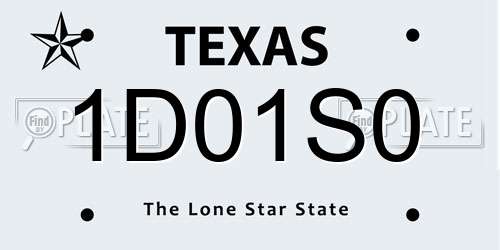 1D01S0 Texas License Plate