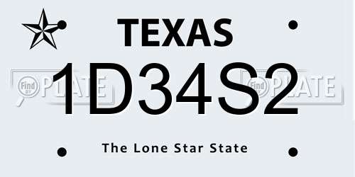 1D34S2 Texas License Plate