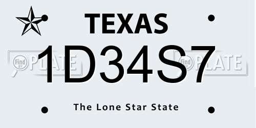 1D34S7 Texas License Plate
