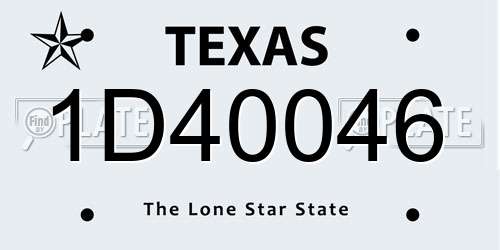 1D40046 Texas License Plate