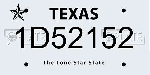 1D52152 Texas License Plate