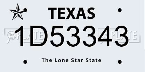 1D53343 Texas License Plate