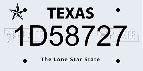 1D58727 Texas License Plate