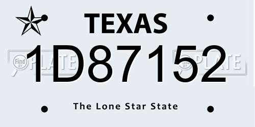 1D87152 Texas License Plate