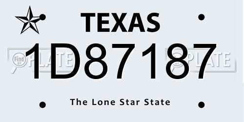 1D87187 Texas License Plate