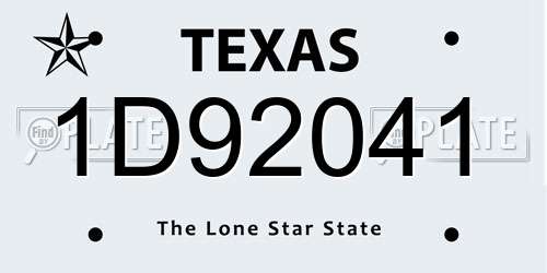 1D92041 Texas License Plate