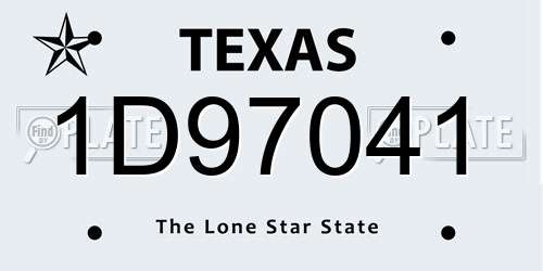 1D97041 Texas License Plate