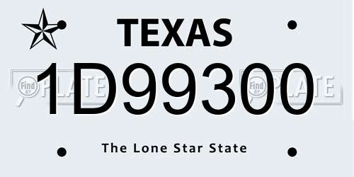1D99300 Texas License Plate