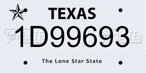 1D99693 Texas License Plate