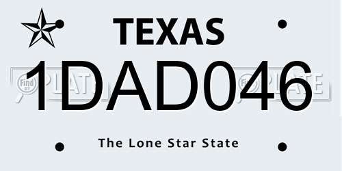 1DAD046 Texas License Plate