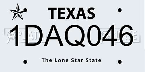 1DAQ046 Texas License Plate