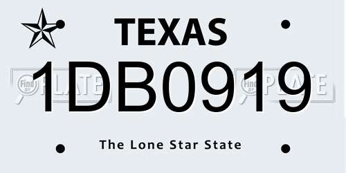 1DB0919 Texas License Plate