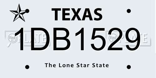 1DB1529 Texas License Plate
