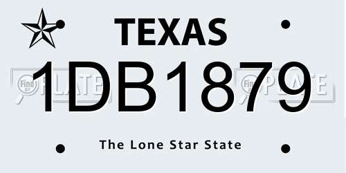 1DB1879 Texas License Plate