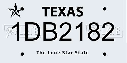 1DB2182 Texas License Plate