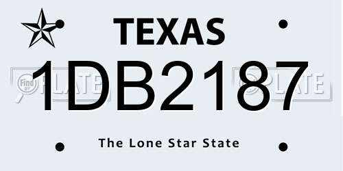 1DB2187 Texas License Plate