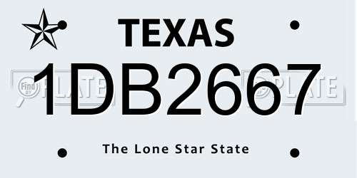 1DB2667 Texas License Plate