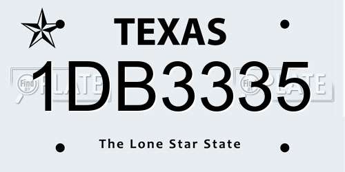 1DB3335 Texas License Plate