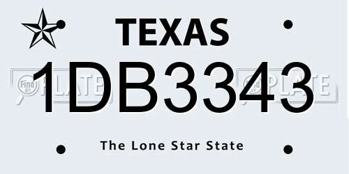 1DB3343 Texas License Plate