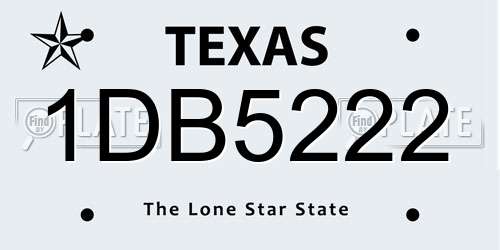 1DB5222 Texas License Plate