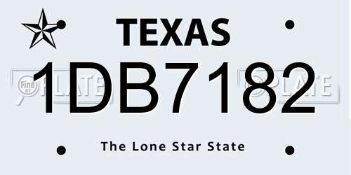 1DB7182 Texas License Plate
