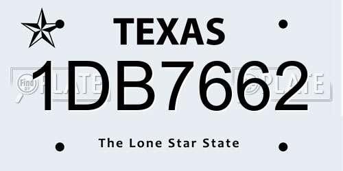 1DB7662 Texas License Plate