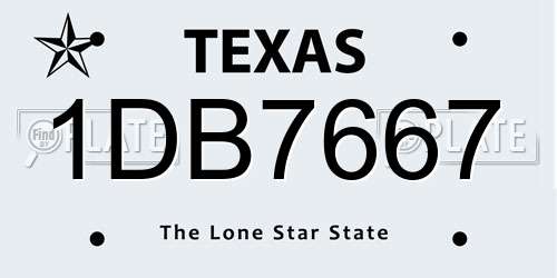 1DB7667 Texas License Plate