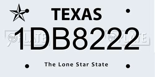 1DB8222 Texas License Plate
