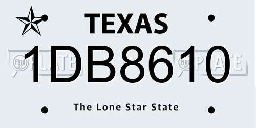 1DB8610 Texas License Plate